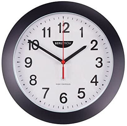 Coopers of Stortford - Radio Controlled Wall Clock - Analogue Clock with Easy-to-Read Numbers and Hands, Auto Adjusts for Summer & Winter Time - Includes AA Battery