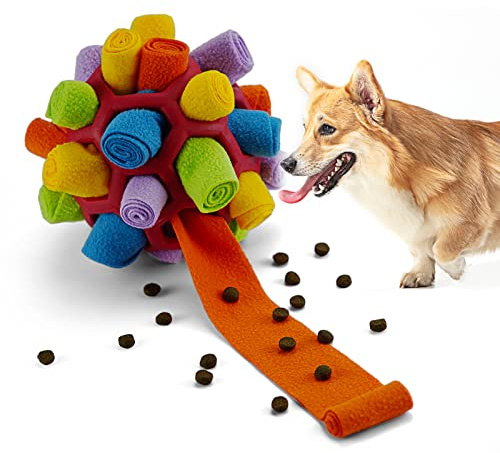 Tesytto Palla da fiuto per cani Giocattolo interattivo per cani Incoraggia la capacità di alimentazione naturale Addestramento Slow Food Giocattoli per cuccioli resistenti al morso(rosso invernale)