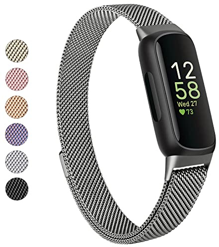 Vanjua Bracelet de rechange pour Fitbit Inspire 3 - Pour homme et femme - En acier inoxydable - Boucle magnétique réglable - Compatible avec le traqueur d'activité Fitbit Inspire 3, Pas de gemme