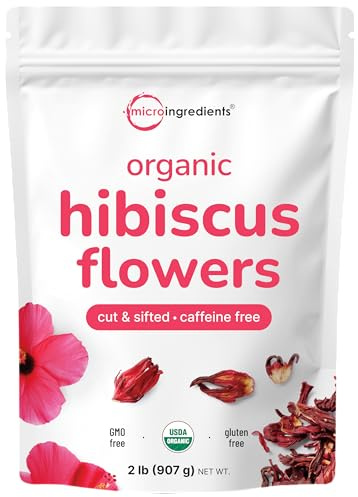 Organic Hibiscus Flowers, 2lbs (450+cups) | Flor de Jamaica, Loose Leaf Tea for Hibiscus Tea Bags | Cut & Sifted Dried Leaves | Caffeine Free, Non-GMO, No Sugar