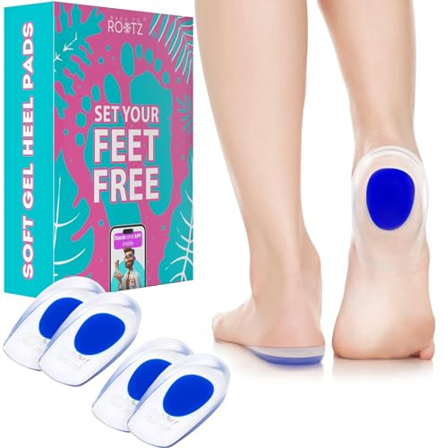 ROOTZ | 2 Paia di Talloniere in Silicone per Spina Calcaneare e Tallonite | Solette Gel con Inserto Shock Absorber Blu per Sollievo dal Dolore | Taglia (35-41)
