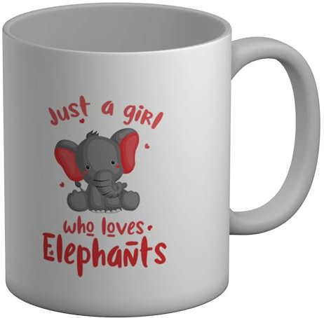 Shopagift Girl Who Loves Elephants Mug Jungle Wildlife Safari White 11oz Large Ceramic Cup