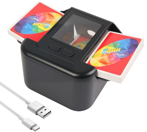 ZAKVOP Barajador de Cartas Automático, Mezclador de Cartas 2000mAh Batteria Ricaricabile, Card Shuffler rápido y silencioso para Poker, Uno, Skip Bo (Negro)