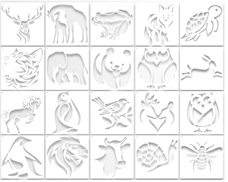 CZAKOMIX 20 Pittura Stencil Animales, Stencil a Forma di Animale,Modelli Pittur Animali Stencils,Stencils per Pittura Riutilizzabili, per Pittura,Tela,Creazione di Biglietti per Scrapbooking,Fai Da Te