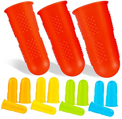 IWOWHERO 15Stücke Silikon Fingerhandschuhe Fingerprotektoren Und Farben Für Gartenarbeit Basteln Und Klebearbeiten