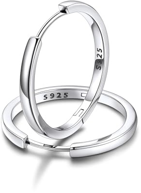 FaithHeart Huggie Creolen Ohrringe Silber 925 für Damen Hoop Ohrstecker 20MM Silberohrringe Herren Helix Piercing Ohrringe Groß Klappcreolen Ohrpiercing Silberschmuck