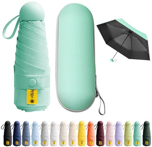 BEKKLPOU Mini Paraguas De Bolsillo, Paraguas Plegable Antiviento, Paraguas Para El Sol, Mini Paraguas, Desplazamientos Diarios, Unisex (Verde Fruta)