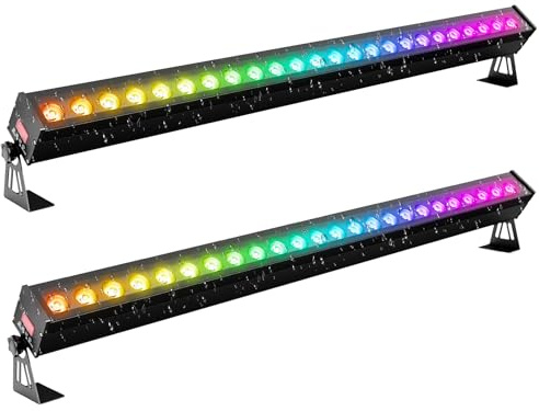 Yespick 2 st Vattentät vägglampa, 24 LED (3 i 1) ljusstång, 120 W RGBW LED Bar Professionell Discotekbelysning Scenbelysning Stroboskopbelysning för DJ Bar, Utomhusfester, Nattklubb