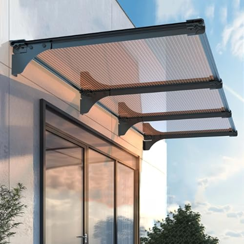 Auvent de Porte et Fenêtres en Aluminium,Toit Abri Contre la Pluie et UV,Marquise Solaire Abri,Marquise d'accueil en Polycarbonate,Couverture de Jardin Extérieur (100x160cm/39 x63)