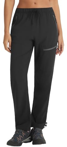 baleaf Womens Trousers Hiking Walking Water Resistant Lightweight Quick Dry Cargo Pants with Zip Pockets UPF 50+ UV Protection Black S