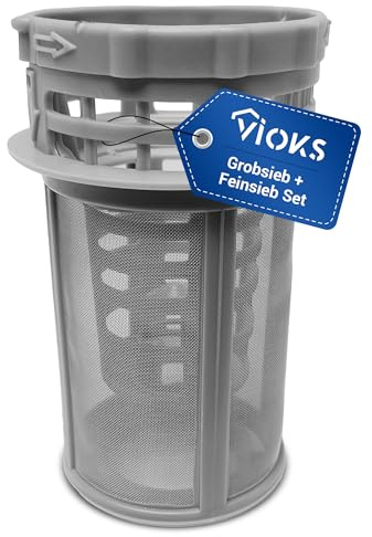 VIOKS Filtro grosso + setaccio fine di ricambio per Beko 1740800500 Whirlpоol Bauknеcht 481248058413 Filtro sporco 2 pezzi per lavastoviglie DSN DIN DUN DFN DDN GVN GSS GUN GSN GSN