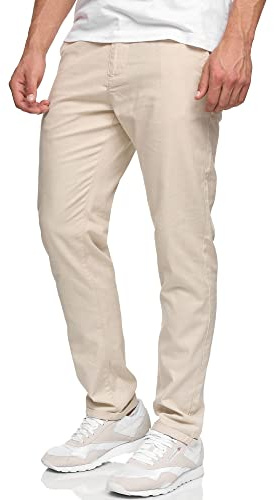 Indicode Herren Haverfield Stoffhose aus Leinen & Baumwolle | Herrenhose Freizeithose Männer Fog, 3XL