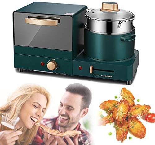 NEWFEIBIN Colazione Multifunzione Macchina La Pizza Padella 3 in 1 Macchina Prima Colazione per La Pizza con Funzione di Temporizzazione per Feste in Famiglia con tè Pomeridiano