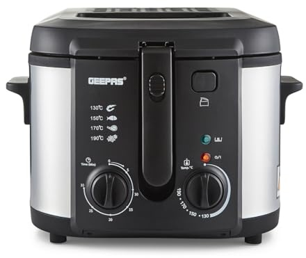 GEEPAS Deep Fat Fryer – Adjustable Thermostat, Viewing Window, Cool-Touch Handle, Non-Stick Inner Pot, Indicator Light and Compact to Family-Size Options (3L)