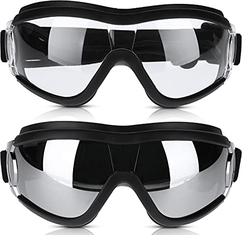 2 Pieces Dog Goggles Sunglasses Snowproof Windproof Glasses Pet Goggles for Travel Skiing Anti-Fog Dog with Adjustable Strap