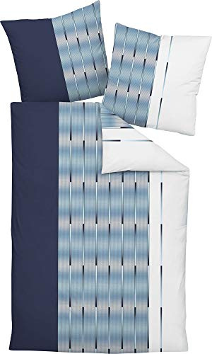 Janine Bettwäsche Mako-Satin blau Größe 1x 155x220 cm + 1x 80x80 cm