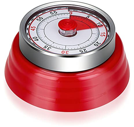 HENGBIRD Mekanisk kökstimer, visuell timer, kök korttidsmätare äggklocka magnetisk köksklocka analog I köksklocka korttidsklocka korttidsklocka kökstimer, barn (röd)