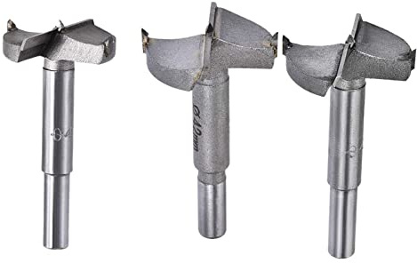 TA-VIGOR 38mm 40mm 42mm Forstner Drill Bits, Tungsten Carbide Wood Hole Saw Auger Opener for Woodworking Hinge Hole Drilling Boring Bit Cutter Gray 3in1 Set