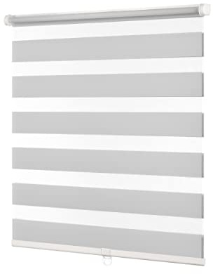 Ventanara® Doppelrollo schnurlos ohne Bohren Klemmfix Fenster Duo Rollo inklusive Montagematerial (hellgrau, 40 x 150 cm)