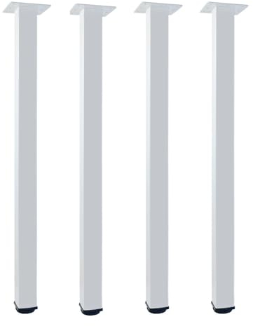 Jahof Verstellbare Tischbeine, DIY Möbelbeine, Quadratische Metall Schreibtischbeine für Zuhause und Büro, 4er Set (Weiß, 70 cm), JH2324