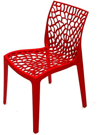 BE Furniture Red Designer Web Chairs, Red Plastic Stacking Web Chairs, Garden Chair