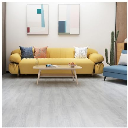 FLOREXP Vinyl Flooring - Lino Flooring,Peel & Stick Floor Tiles Self Adhesive Floor Tiles,2mm 18pcs Waterproof,for Kitchen Living Room Floor Plank(2.51m²,Grey Moon),