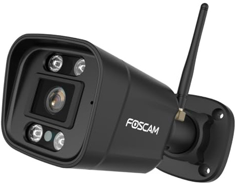 Foscam V8P 4K 8 MP WLAN-övervakningskamera med dubbla band med integrerad strålkastare och en larmsiren (svart)