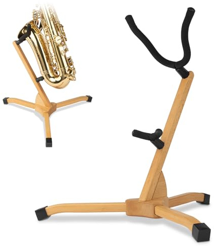 STRICH Saxophone Stand Display Holder For Alto Tenor Sax, Wooden Sax Floor Stand Holder, Colour beech, SSS-10
