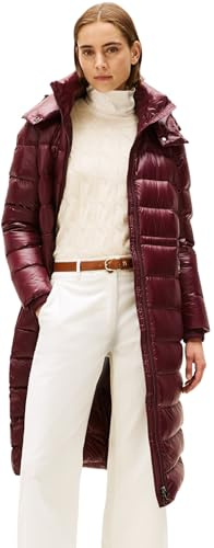 Tommy Hilfiger Donna Cappotto Trapuntato Gloss Down Waist Maxi con Colletto alla Coreana, Rosso (Deep Burgundy), XXXL