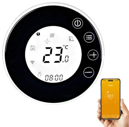 Termostato con control remoto compatible con la aplicación Tuya, bloqueo de seguridad infantil y horario semanal de calefacción programable para sistemas domésticos inteligentes (1)