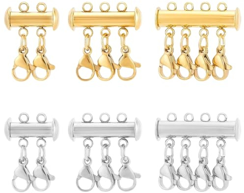 6 Piezas Cierres Magnéticos para Collares Multicapa, Oro y Plata, para Joyería DIY, 1.55cm, 2cm, 2.45cm