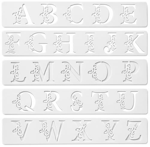 26 Pcs Floral Letter Stencils for Painting, Reusable Uppercase Alphabet Templates, Large Flower Stencil Letters Set for Wood, Wall, Fabric, Craft, DIY Art Projects