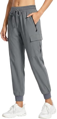 Supcomsta Hiking Trousers for Women with 5 Pockets, Cargo Pants Lightweight Quick Dry Ladies Joggers, Walking Trousers for Camping Cycling Travel Daily (UK, Alpha, M, Regular, Regular, Grey)