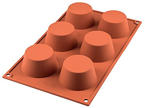 Silikomart | SF023 Silicone Mould for Single Portions MUFFIN, Non-Stick, 6 Cavities, Pack of 1 Cake Mould, Diameter 2.7 h 1.4 inch, Made in Italy