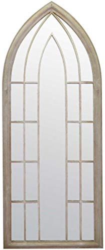MirrorOutlet New Large Gothic Designed Arched Outside Garden Wall Mirror 4ft11 x 2ft, Silver, 150x61,GMA012