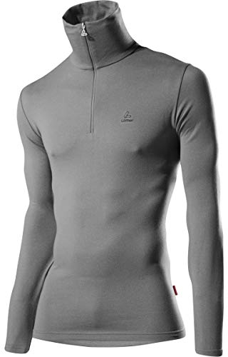Löffler Herren Pulli Transtex Zip-Rolli Basic Cf Pullover, Grey Melange, 56