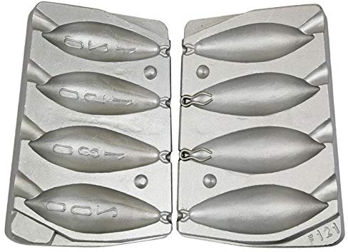 Molde de plomos de pesca en forma de torpedos, 120 – 150 – 180 – 200 g - Para pesca marina, en barco o pesca de carpas