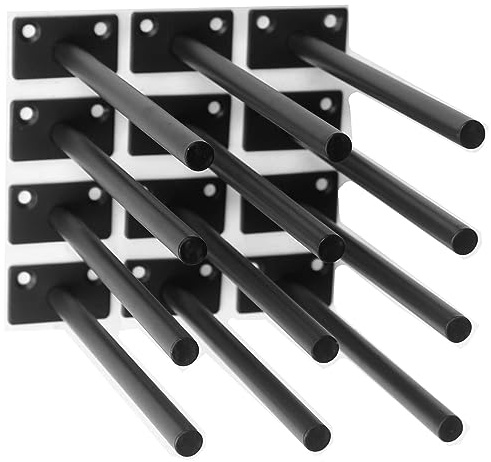 12 Pcs 8 Black Solid Steel Floating Shelf Bracket Blind Shelf Supports - Hidden Brackets for Floating Wood Shelves - Concealed Blind Shelf Support – Screws and Wall Plugs Included