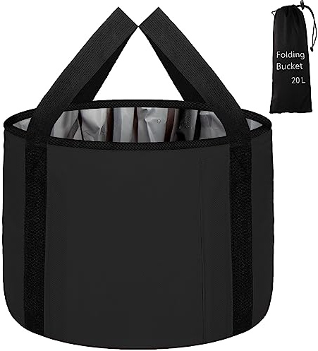 JSVSLTD Foot Bath Basin 20L Collapsible Bucket, Portable Foot Soak Tub Feet Soaking Bucket for Outdoor Travel, Camping, Fishing(Black)