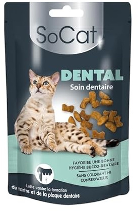 Riga - SoCat Crock Dental - Friandises pour Chat - Biscuit Croquant - Favorise L'Hygiène Bucco-Dentaire - Riche en Vitamines - sans Colorant Ni Conservateur - Récompense Idéale - 60 g