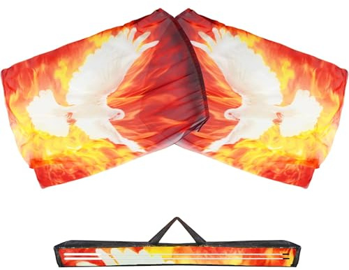 Baisdan 137 cm x 114 cm duva brandtillbedjan flaggor för danskyrka, beröm dansflagga med flexibla stänger och förvaringsväska, vit-orange-svart