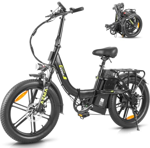 AZMA F1 Bici Elettrica Pieghevole, Bicicletta Elettrica da 36V20.8Ah Batteria Rimovibile, Autonomia di 70-150 km E-bike，20×3.0 Fat Tire 7 Velocità ebike da per Ogni Terreno