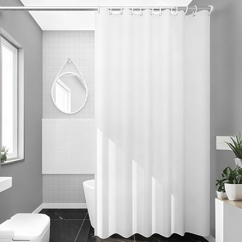 Uniclife White Shower Curtain, 180 x 180 cm Fabric Shower Curtains for Bathroom, Waterproof Polyester Bathroom Curtain with 12 Rust-Resistant Grommets & Weighted Hem for Bathtub