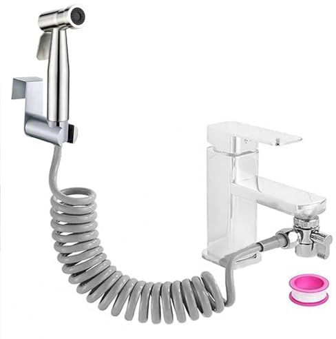 Accesorio de bidé con dispensador de grifo, Juego de ducha de mano de acero inoxidable para bidé, gancho para manguera de muelle, higiene del baño y limpieza de pañales