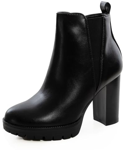 Toocool Stivaletti Donna alla Caviglia con Tacco Largo e Plateau Tronchetti Fascia Elastica Chelsea AX18686-11 [nero,37]