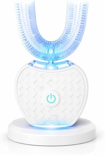 Sonic Brush V5 Toothbrush,Spazzolino Sonico 360° Con Pulizia Automatica,Spazzolino Elettrico Sonico Wireless a Ultrasuoni for Bambini E Adulti,Testina in Silicone per Uso Alimentare (Bianco)