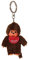 Sekiguchi 2534 - Original Monchhichi Mädchen oder Junge als Schlüsselanhänger, Plüschfigur mit Lätzchen, ca. 10 cm großer Anhänger aus braunem Plüsch für Rucksäcke, Taschen und Federmappen