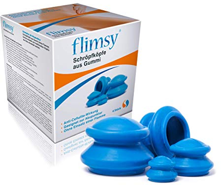 AURA HERBALS® FLIMSY Silikon Schröpfen Schröpfgläser - 4 STÜCK SET für Anti Cellulite Massage - Geeignet zur Akupunktur - Gummisaugglocken - Ohne Einsatz einer Flamme - Schröpfköpfe aus Gummi