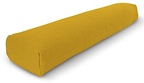 Pranayama Yoga Bolster - Studio Grade 28X12X6 Restorative Yoga Pillow for Pilates and Yin Practice - Soft Yet Firm Support with Natural Cotton Cover - Made in The USA, Saffron