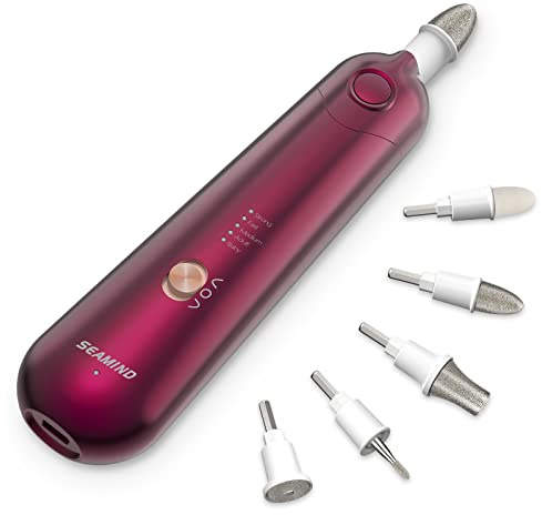 Set professionale per manicure e pedicure, senza fili, elettrico, per la cura delle unghie, 5 velocità, ricaricabile, unghie spesse (rosso)